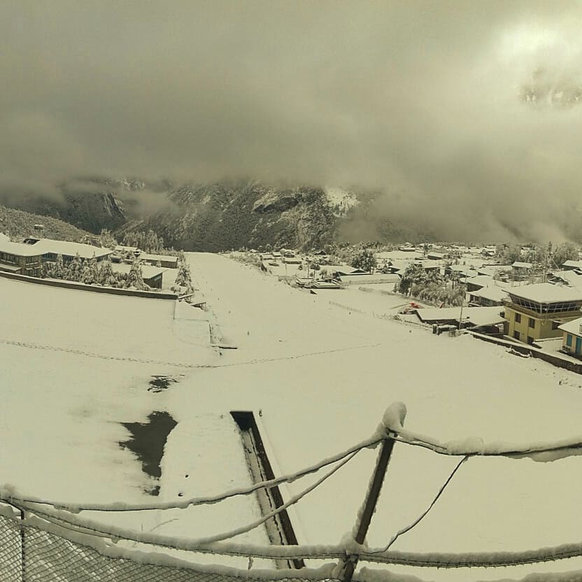 Snow in Lukla runway